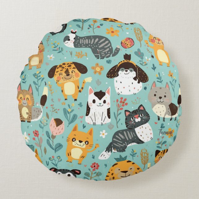 Colourful Animal Print Throw Pillow Case (Front)