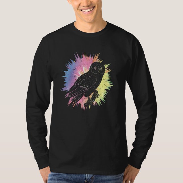 Colourful Animal  Wise Bird Forest Owl T-Shirt (Front)