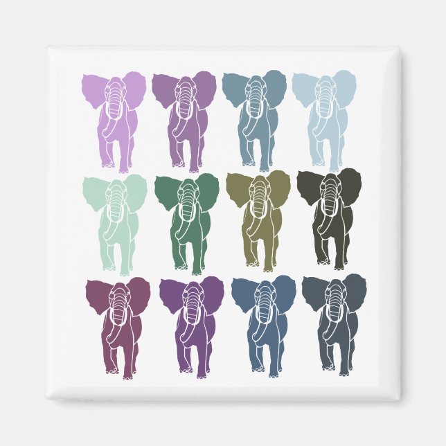 Colourful Animals Elephants Magnet (Front)