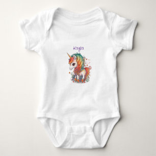 Colourful Animated Baby Unicorn  Bodysuit