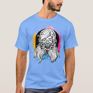 Colourful Anime Girl with Gas Mask  (2) T-Shirt