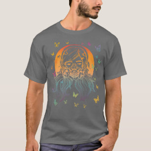 Colourful Anime Girl with Gas Mask and Butterflies T-Shirt