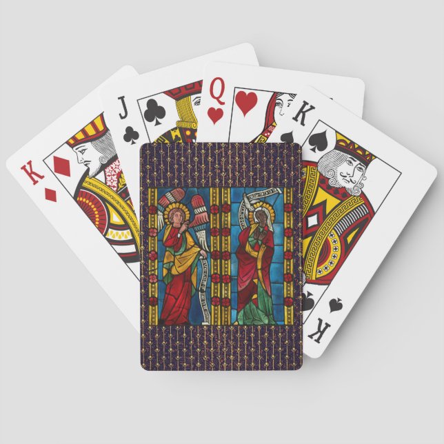 Colourful Annunciation With Mary And Gabriel Playing Cards (Back)