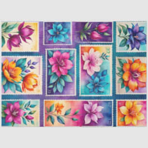 Colourful Antique Stamp Art Tissue Paper