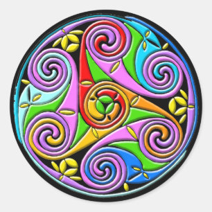 Colourful Antique Style Celtic Art Classic Round Sticker