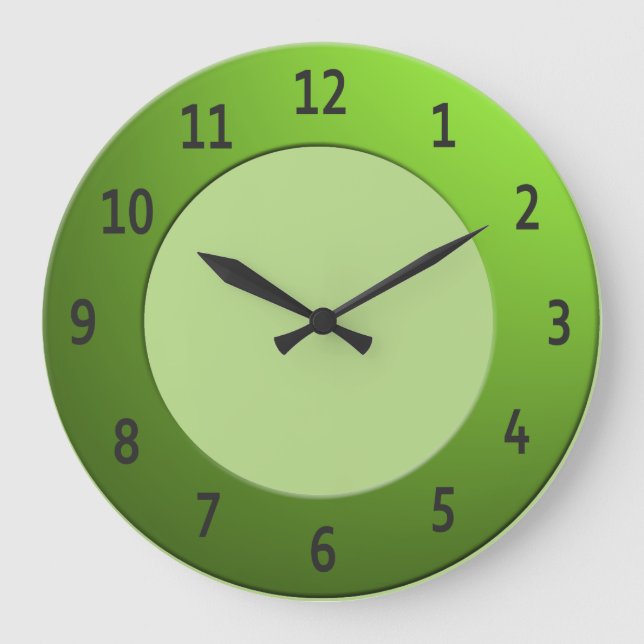 Colourful any Colour Black Digits on Green Frame Large Clock (Front)