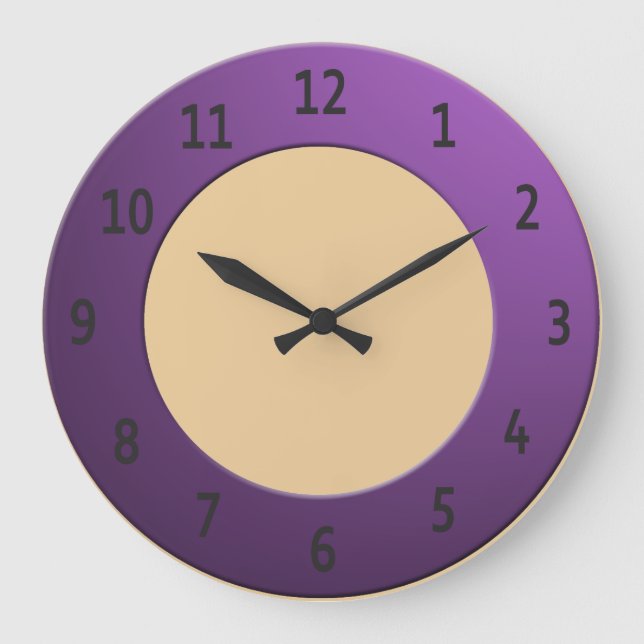 Colourful any Colour Black Digits on Purple Frame Large Clock (Front)