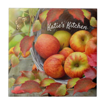 Colourful Apple Basket and Fall Leaves. Customised