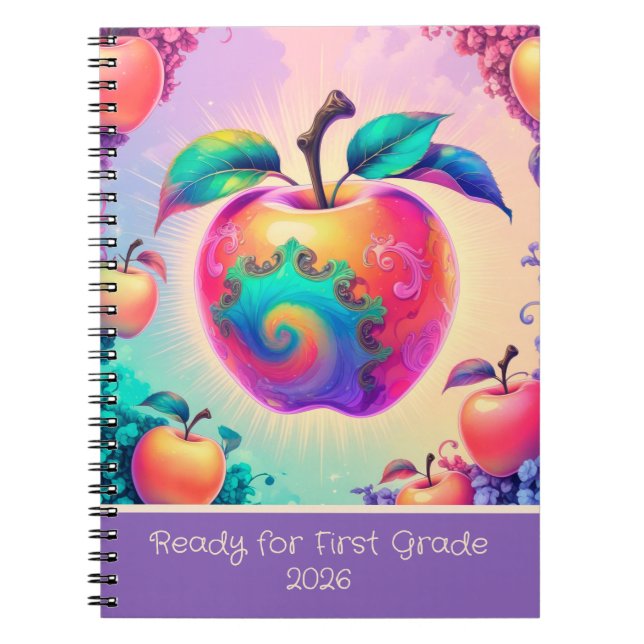 Colourful apple for 1st grade 2025 notebook (Front)