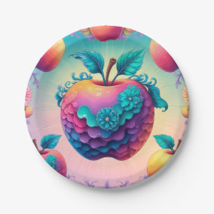 Colourful apple paper plate