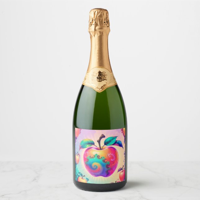 Colourful apple sparkling wine label (Front)