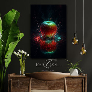 Colourful Apple Splash in Geometric Energy Rings Canvas Print