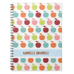 Colourful Apples And Polkadot Seamless Pattern Notebook