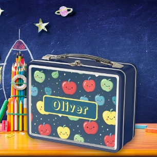 Colourful Apples fruit personalised name Metal Lunch Box