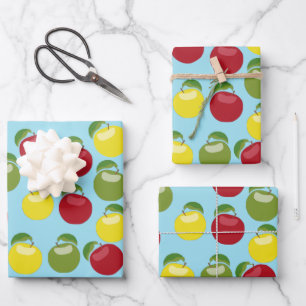 Colourful Apples Pattern Wrapping Paper Sheet