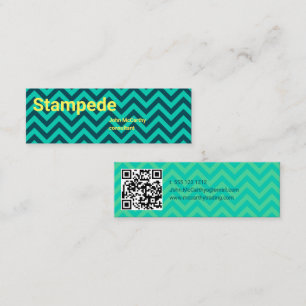 Colourful Aqua Green Yellow Chevron Pattern Mini Business Card