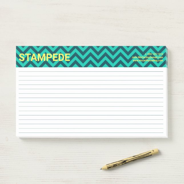 Colourful Aqua Green Yellow Chevron Pattern Post-it Notes (On Desk)