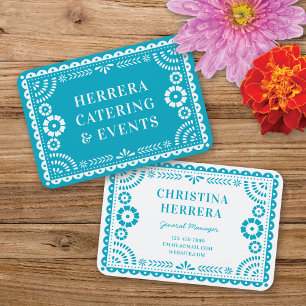 Colourful Aqua Papel Picado Catering Event Stylist Business Card
