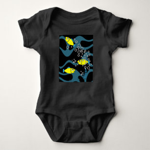 Colourful Aquarium Fish Animal Motifs Baby Bodysuit