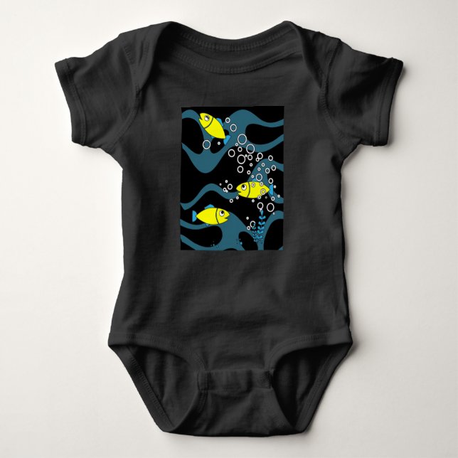Colourful Aquarium Fish Animal Motifs Baby Bodysuit (Front)