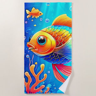 Colourful Aquarium Fish Art Beach Towel