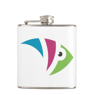 colourful aquarium fish illustration design hip flask