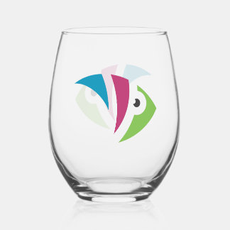 colourful aquarium fish illustration design stemless wine glass