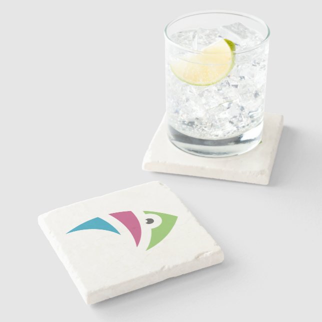 colourful aquarium fish illustration design stone coaster (Side)