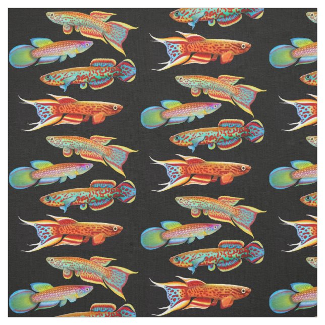Colourful Aquarium Killifish Fabric (Swatch)