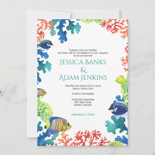 Colourful Aquarium Wedding Invitation (Front)