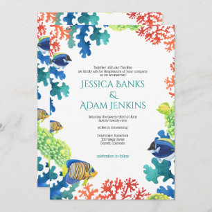 Colourful Aquarium with QR Code Wedding Invitation