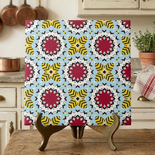 Colourful Arabesque Kaleidoscopic Geometric Patter Tile