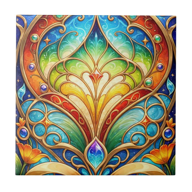 Colourful Arabic Ceramic Tile (Front)