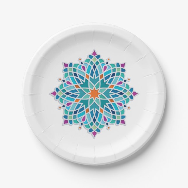 Colourful Arabic Design paper plate (Front)