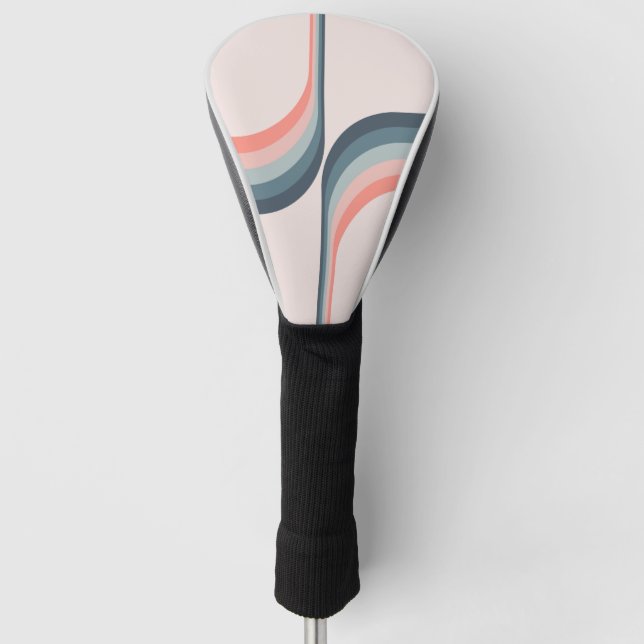 Colourful arches in retro style golf head cover (Front)