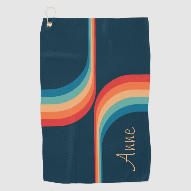 Colourful arches in retro style golf towel (Front)