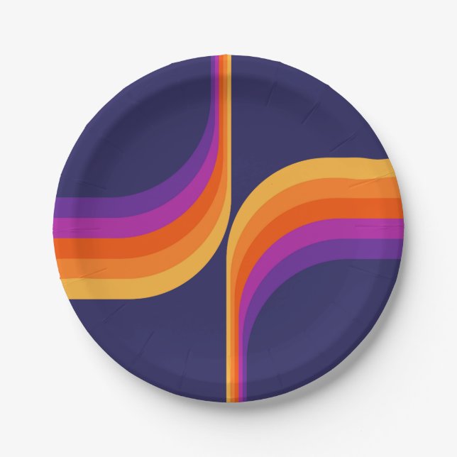 Colourful arches in retro style paper plate (Front)