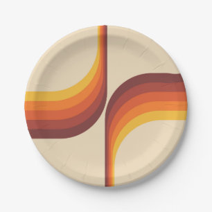 Colourful arches in retro style paper plate