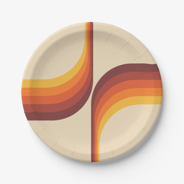 Colourful arches in retro style paper plate (Front)