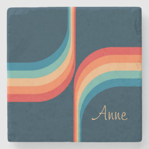 Colourful arches in retro style stone coaster