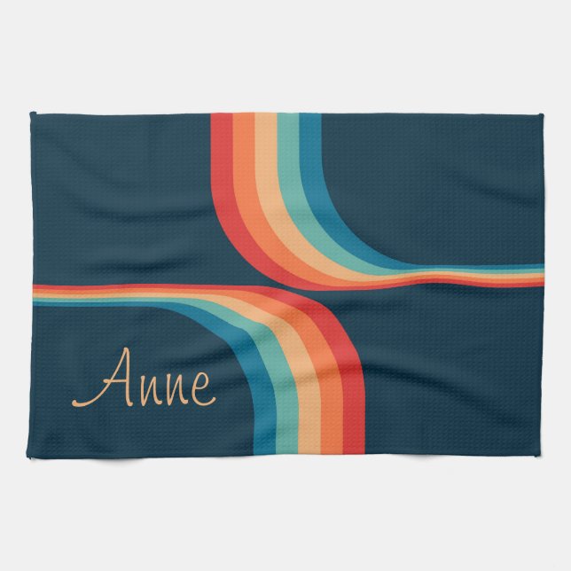 Colourful arches in retro style tea towel (Horizontal)
