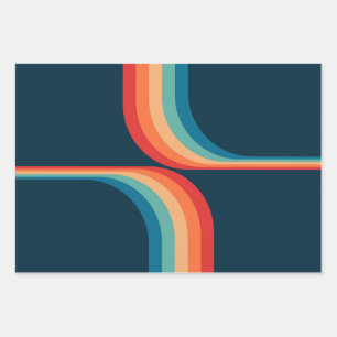 Colourful arches in retro style wrapping paper sheet