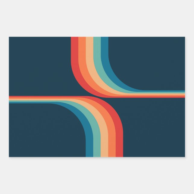 Colourful arches in retro style  wrapping paper sheet (Front)