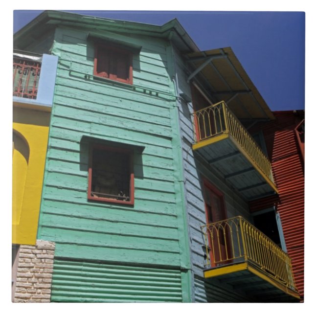 Colourful architecture of La Boca neighbourhood Tile (Front)