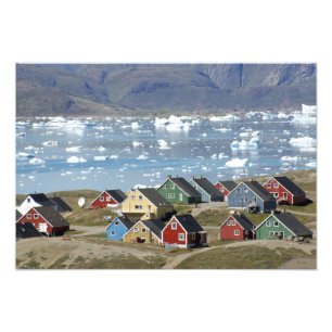 Colourful architecture of the town, Narsaq, Photo Print