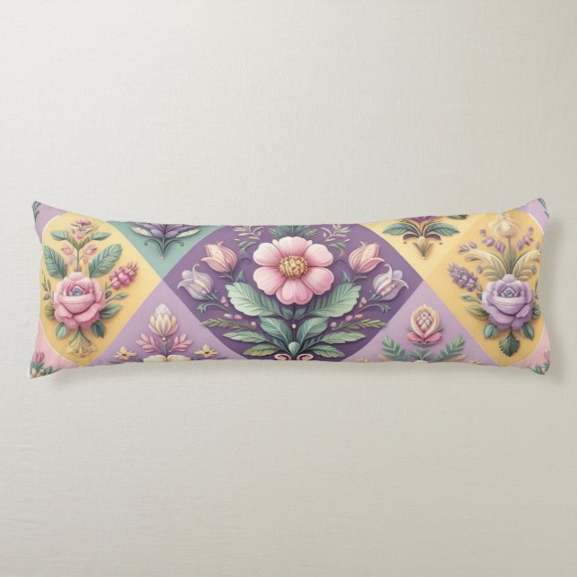 Colourful argyle pastel Easter/Spring Body Cushion (Front)