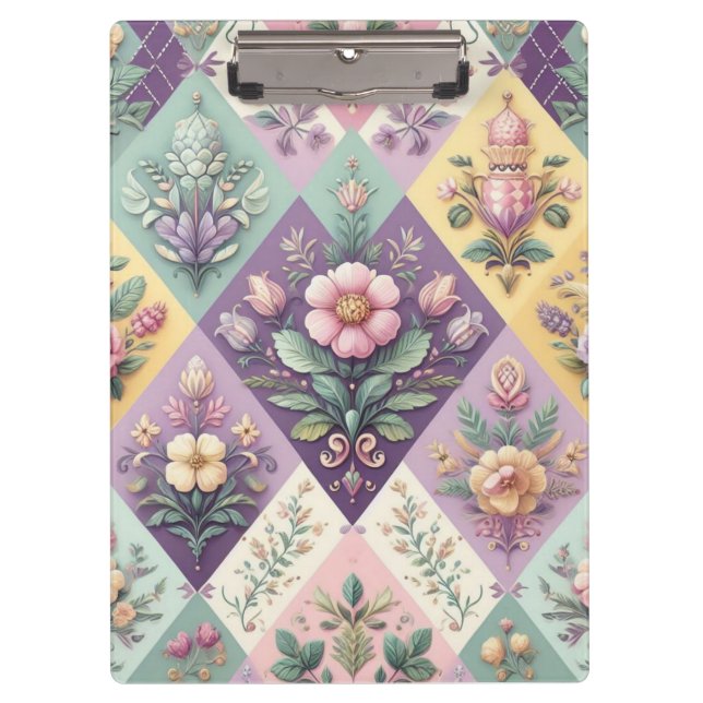 Colourful argyle pastel Easter/Spring Clipboard (Front)