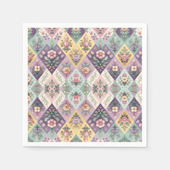 Colourful argyle pastel Easter/Spring Napkin (Front)