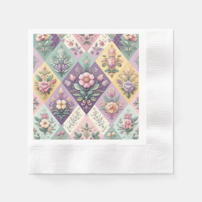 Colourful argyle pastel Easter/Spring Napkin (Front)