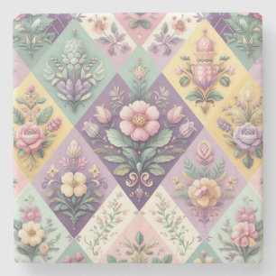 Colourful argyle pastel Easter/Spring Stone Coaster